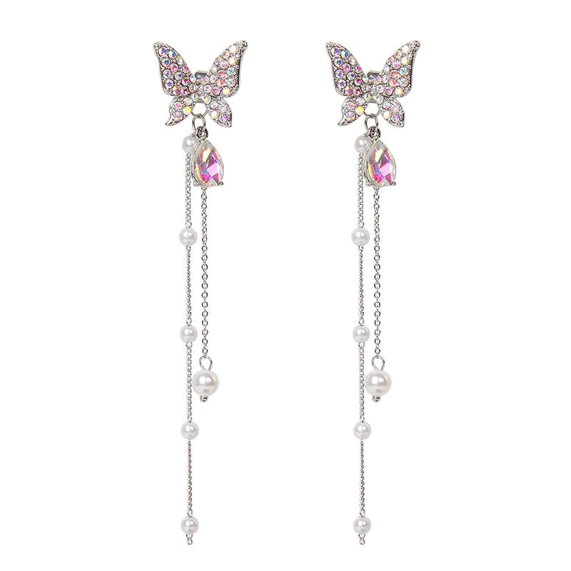 butterfly Crystal Drop Earrings for Women – Dangle Statement Jewellery