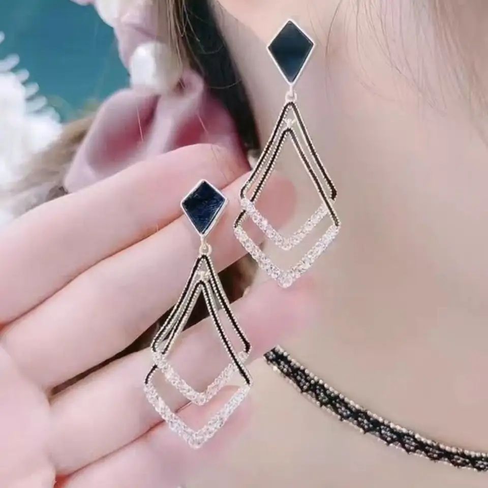 Black  Drop Earrings for Women – Dangle Statement Jewellery