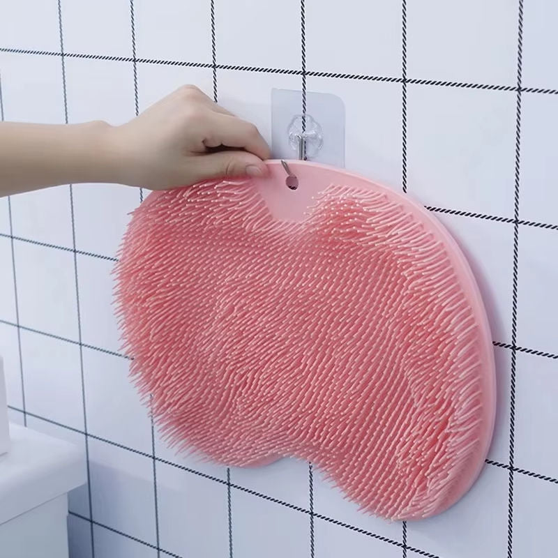 Silicone Non-Slip Bath Massage Shower Mat with Sucker Rub Back Brush and Exfoliating Foot Pad Bathroom Toilet Supplies