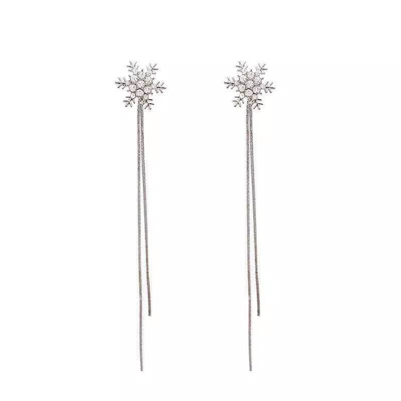 Snowflake Crystal Drop Earrings for Women – Dangle Statement Jewellery