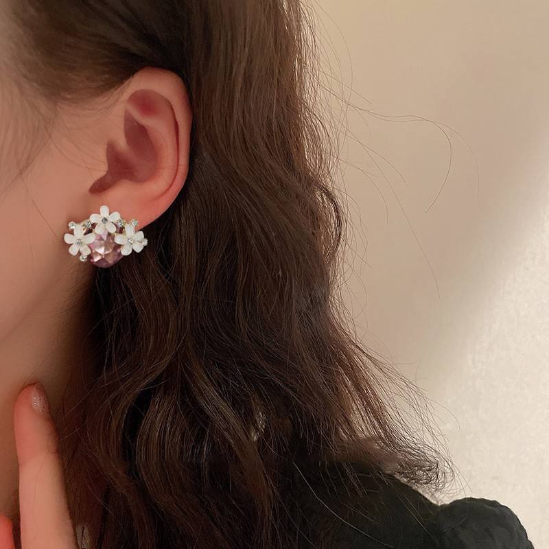 Women's Golden Flower Basket Earrings Detail, Elegant Floral Fashion Jewellery, Cute Summer Earrings for Women & Girls