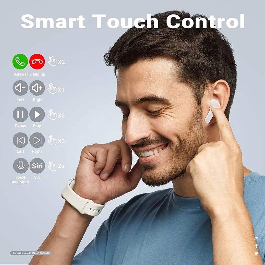 TWS Headset Wireless Headphones 5.1 Earphones Sport Stereo In-Ear Earbuds