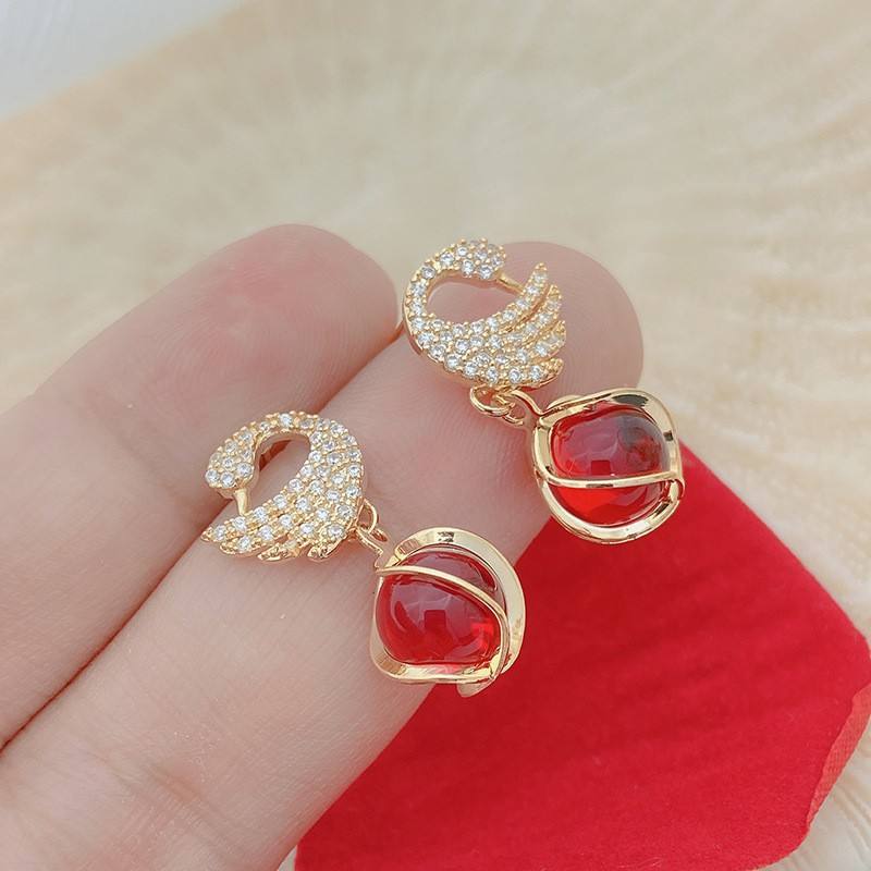 Swan Crystal Drop Earrings for Women – Dangle Statement Jewellery