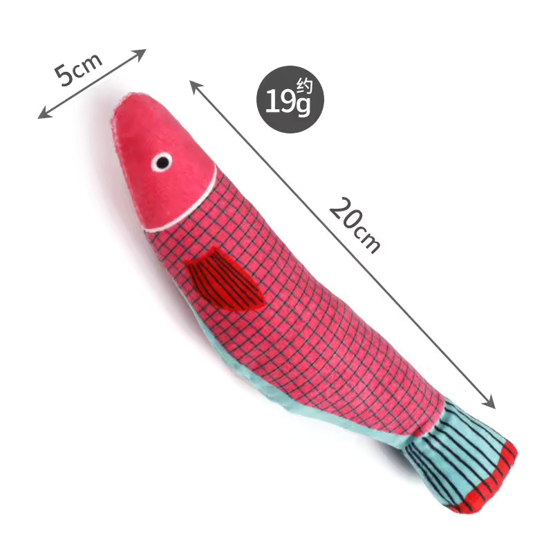 Realistic Fish-Shaped Catnip Plush Cat Toy, Soft Interactive Kicker & Chew Play Toy, Assorted Aquatic Fish Designs for Indoor Cats