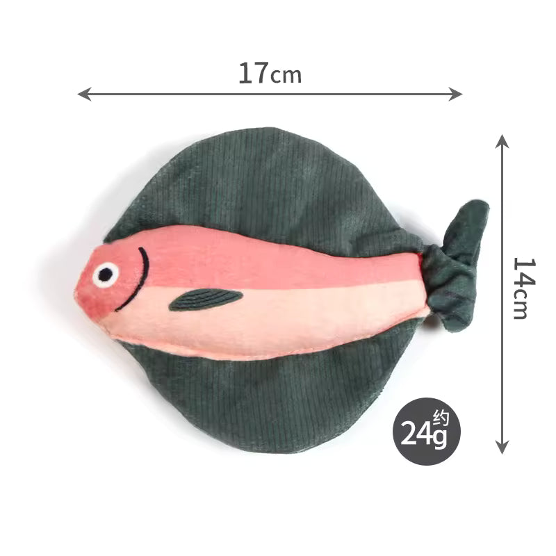 Realistic Fish-Shaped Catnip Plush Cat Toy, Soft Interactive Kicker & Chew Play Toy, Assorted Aquatic Fish Designs for Indoor Cats