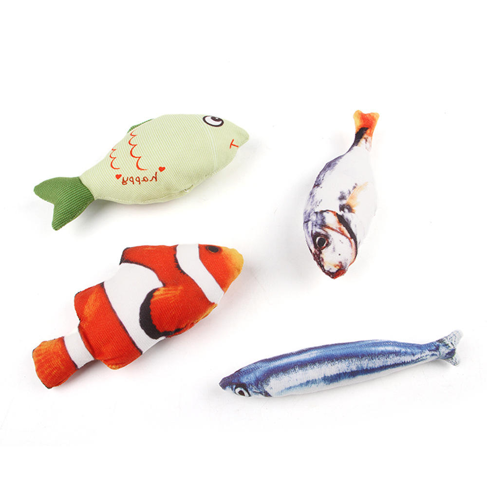 Aquatic Fish Catnip Plush Cat Toy, Soft Clown Fish Inspired Kicker, Chew & Interactive Indoor Cat Play Toy, 2 Fish Designs