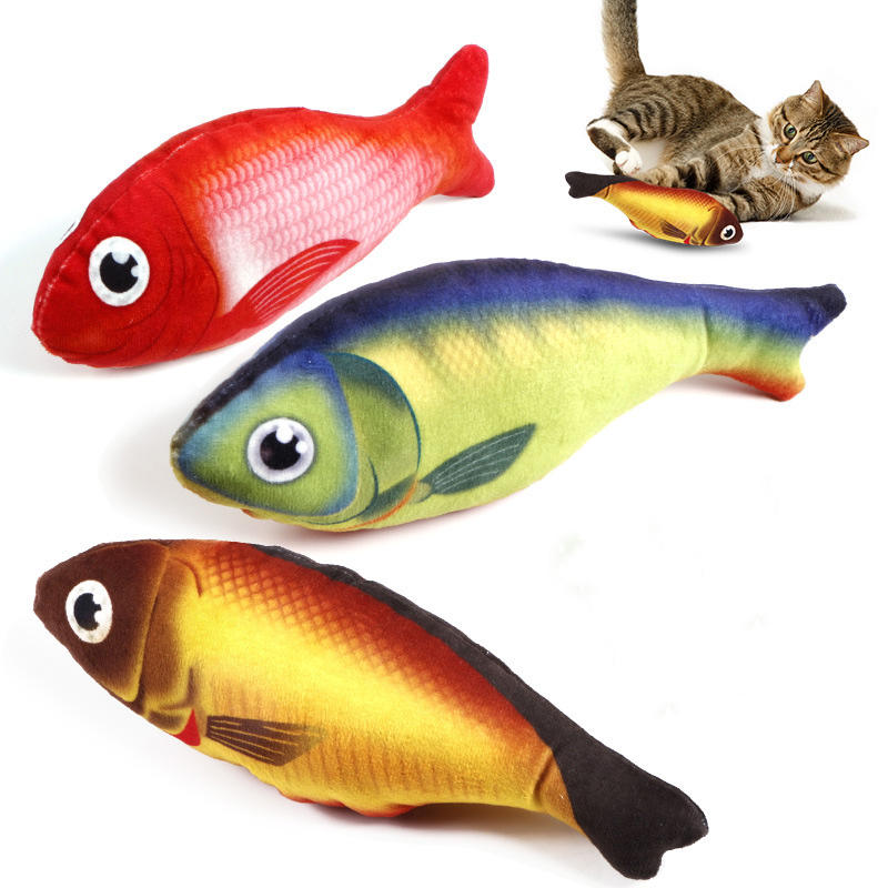 Realistic Fish-Shaped Catnip Plush Cat Toy, Soft Interactive Kicker & Chew Play Toy, Assorted Aquatic Fish Designs for Indoor Cats