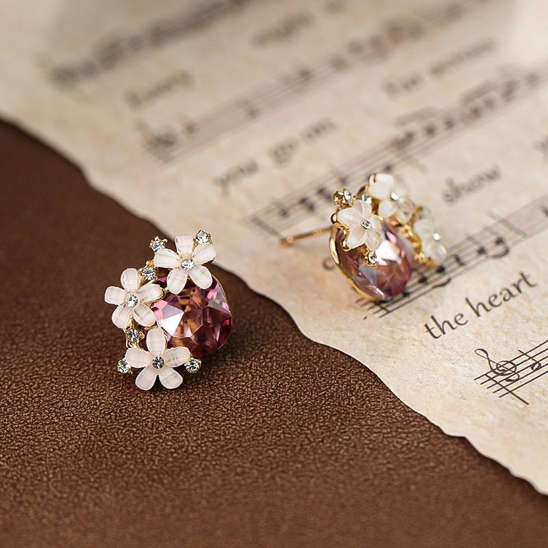 Women's Golden Flower Basket Earrings Detail, Elegant Floral Fashion Jewellery, Cute Summer Earrings for Women & Girls