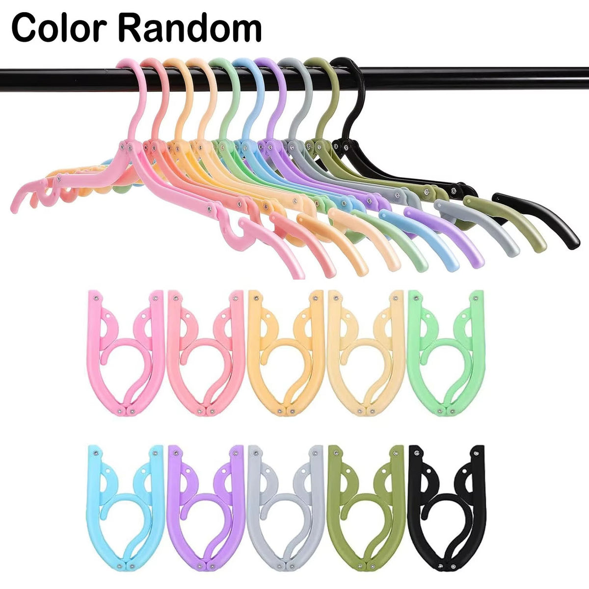 High Quality Plastic Folding Clothes Hangers Mixed Colors Portable Travel and Household Multifunctional Rack for Dryin