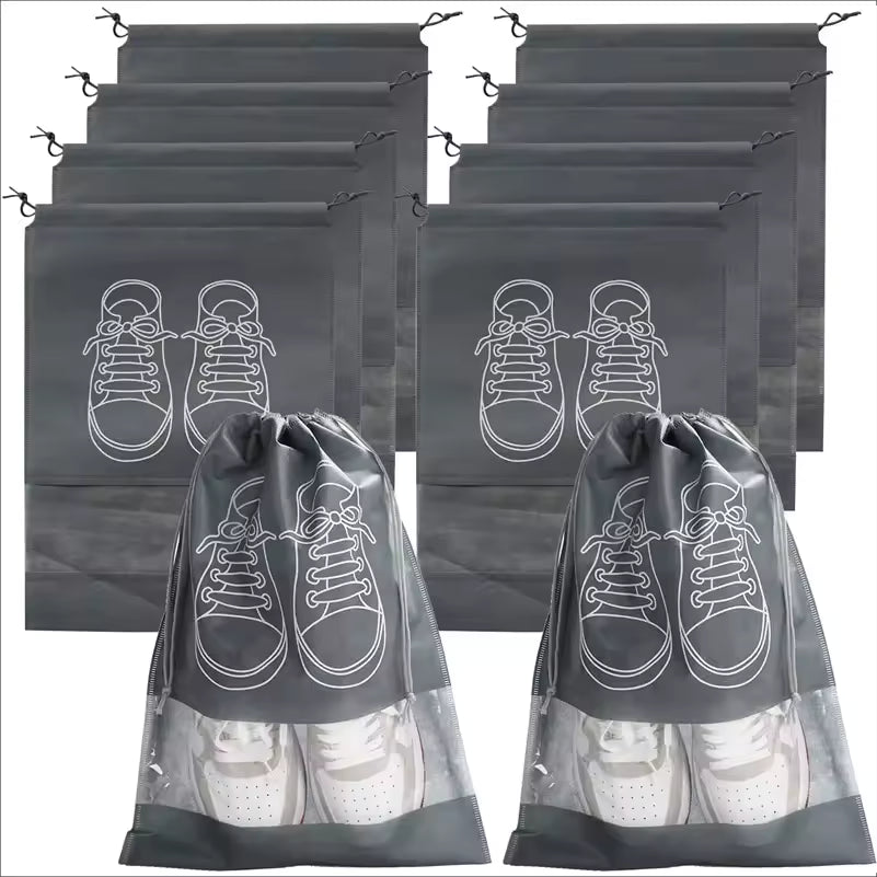 Non-Woven Storage Shoe Bag Drawstring Travel Convenient Shoe Bag Dustproof Storage Household Shoe Cover grey