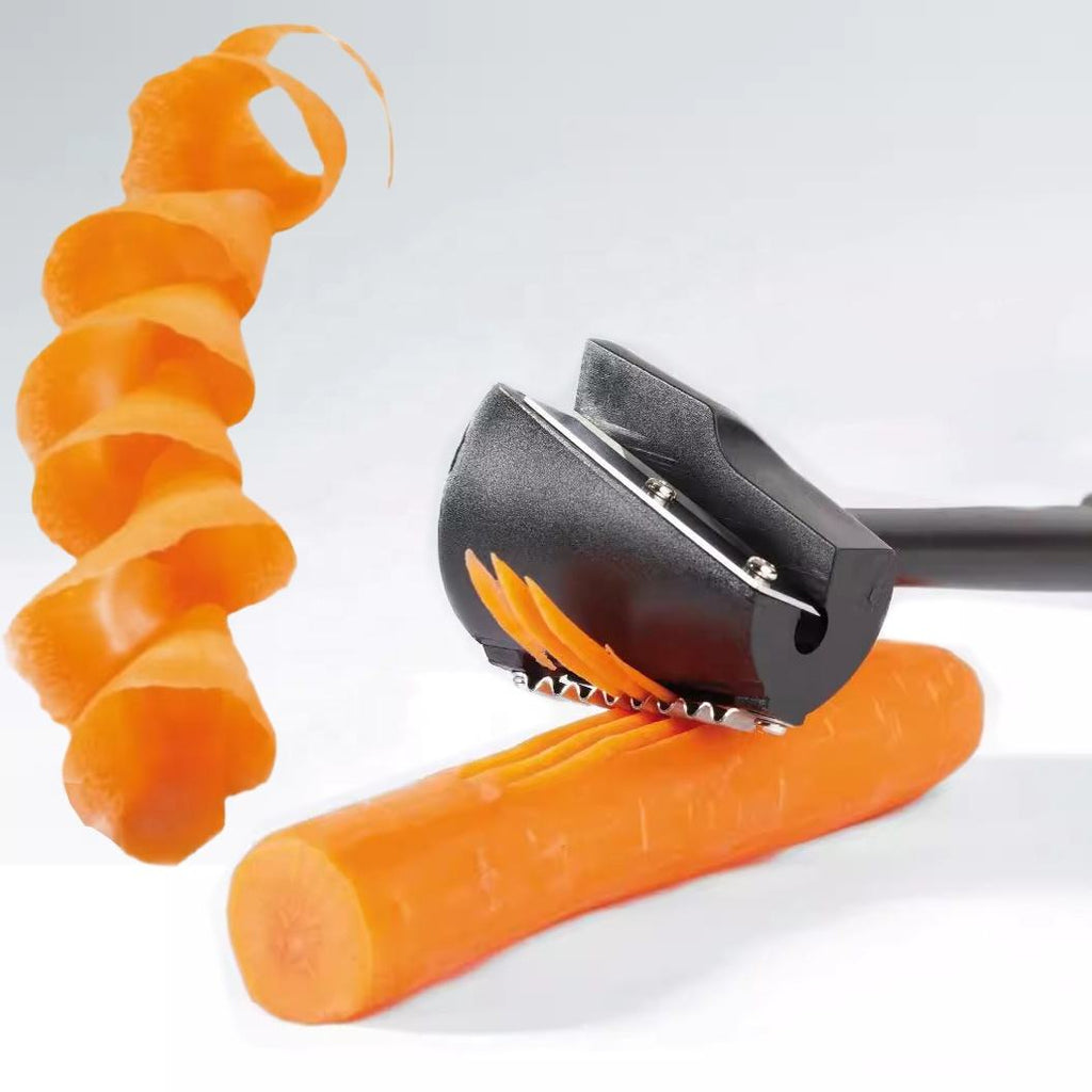 Carrot Curler and Peeler Black Carrot Spiral Shred Slicer Root Vegetables Fruits Slicer Sharpener Garnishing Tool
