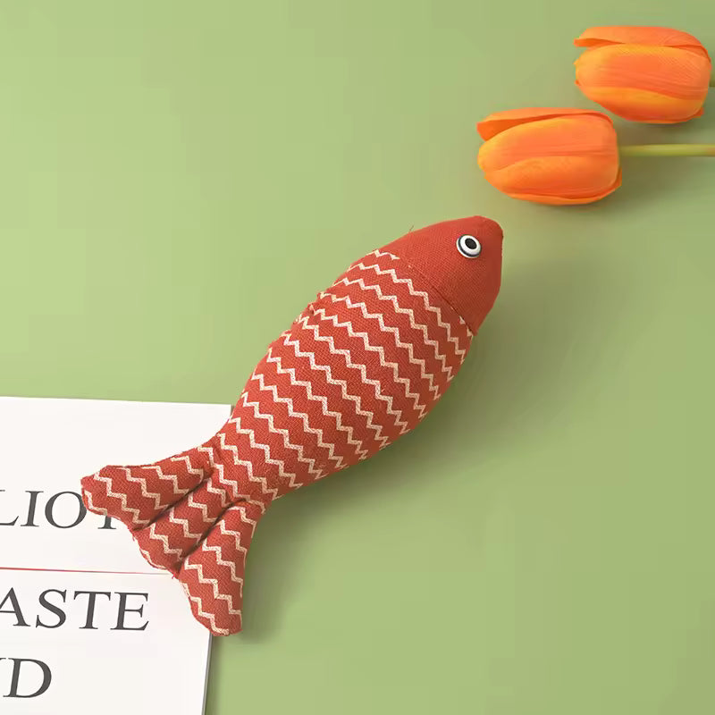 Realistic Fish-Shaped Catnip Plush Cat Toy, Soft Interactive Kicker & Chew Play Toy, Assorted Aquatic Fish Designs for Indoor Cats