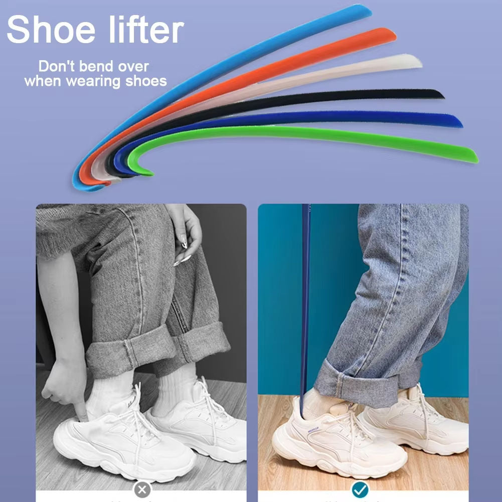 Plastic PP Long 42cm Curved Hook Shoe Lifter Shoehorn Convenient Daily Necessity