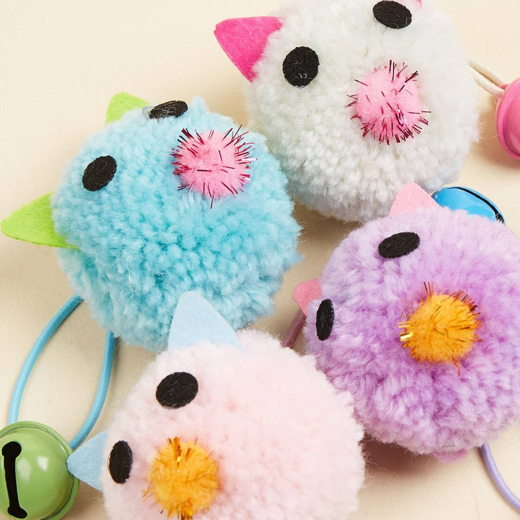 Mini Plush Mouse Cat Teaser Toy with Bell, 5cm Interactive Chase, Batting & Chew Play Toy for Indoor Cats, 4 Colours