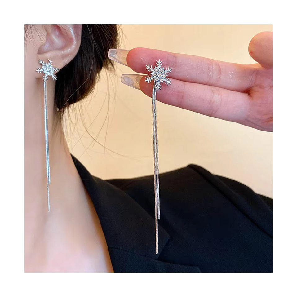 Snowflake Crystal Drop Earrings for Women – Dangle Statement Jewellery