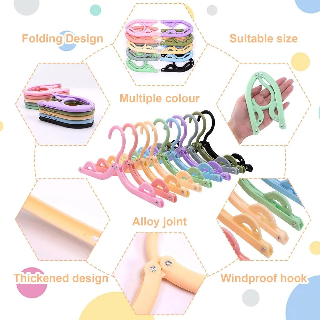 High Quality Plastic Folding Clothes Hangers Mixed Colors Portable Travel and Household Multifunctional Rack for Dryin