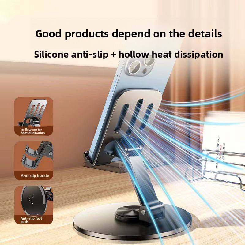 High-end Aluminum Alloy Rotating Foldable Tablet Stand Universal Desktop Stand for Phone Tablets for Binge-Watching Live