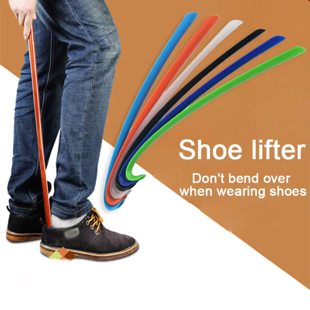 Plastic PP Long 42cm Curved Hook Shoe Lifter Shoehorn Convenient Daily Necessity