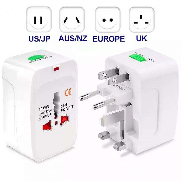 Universal Travel Adapter with Dual USB Ports | Worldwide UK EU US AU Plug Converter with Surge Protection