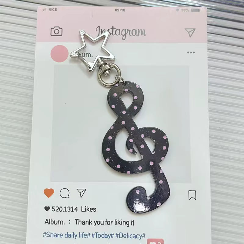 Msiches Custom Wave Dot Striped Musical Note Star Keychain Bag Pendant Accessories Creative Cute Fun Hanging Fashion Lover Gift