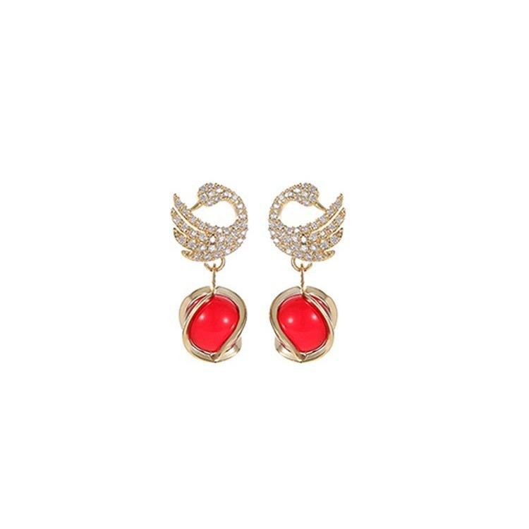 Swan Crystal Drop Earrings for Women – Dangle Statement Jewellery