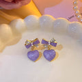Purple Heart Drop Earrings for Women – Dangle Statement Jewellery