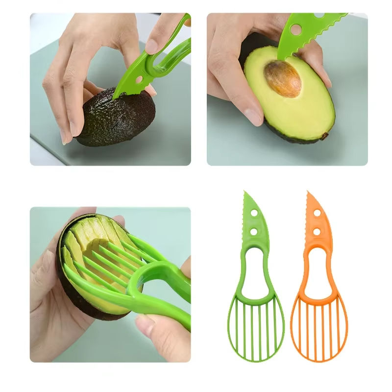 Multifunctional Plastic Knife Fruit & Vegetable Kitchen Tools Avocado Cutter Corer Butter Slicer Peeler Pulp Separator Accessory