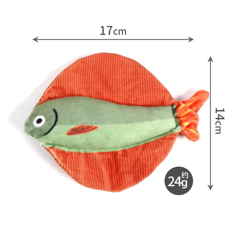 Realistic Fish-Shaped Catnip Plush Cat Toy, Soft Interactive Kicker & Chew Play Toy, Assorted Aquatic Fish Designs for Indoor Cats