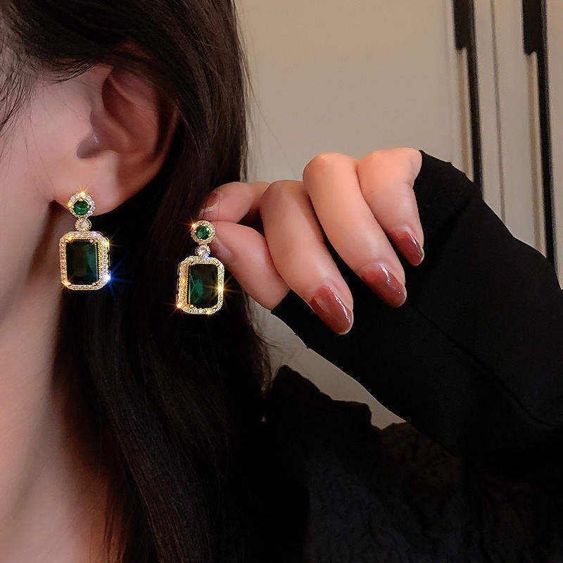 Green Drop Earrings for Women – Dangle Statement Jewellery