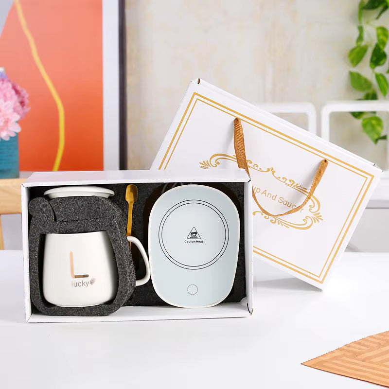 Coffee Mug with Temperature Control Self-Heating Thermostatic Ceramic Cup Business Gift Set