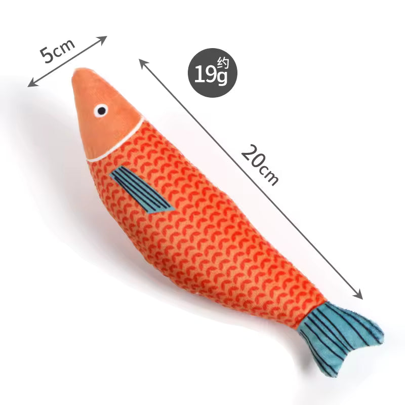 Realistic Fish-Shaped Catnip Plush Cat Toy, Soft Interactive Kicker & Chew Play Toy, Assorted Aquatic Fish Designs for Indoor Cats
