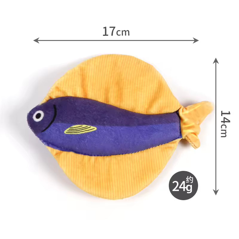 Realistic Fish-Shaped Catnip Plush Cat Toy, Soft Interactive Kicker & Chew Play Toy, Assorted Aquatic Fish Designs for Indoor Cats