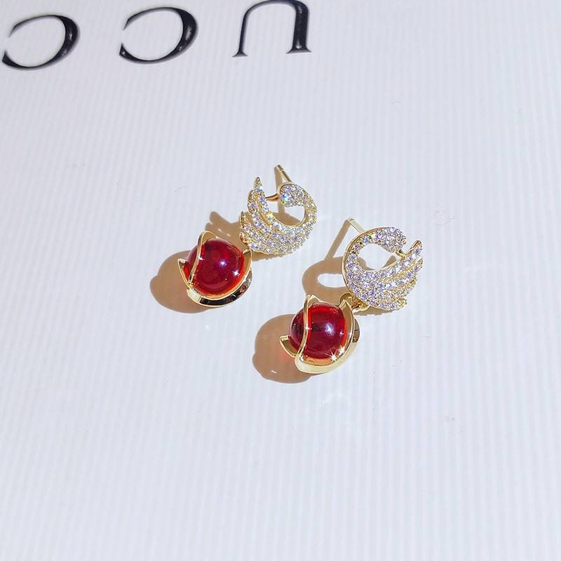 Swan Crystal Drop Earrings for Women – Dangle Statement Jewellery