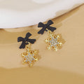Christmas Bow Snowflake Crystal Earrings for Women –  Statement Drop Jewellery
