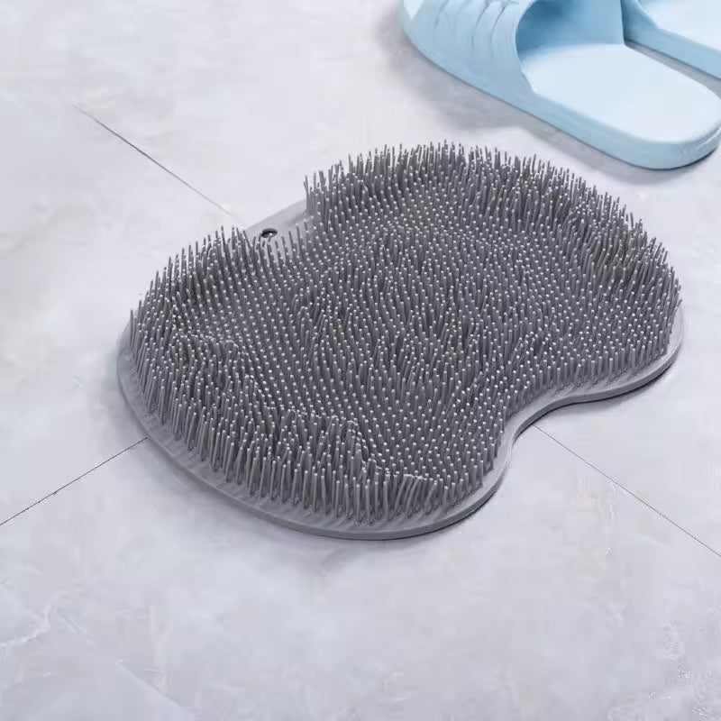 Silicone Non-Slip Bath Massage Shower Mat with Sucker Rub Back Brush and Exfoliating Foot Pad Bathroom Toilet Supplies