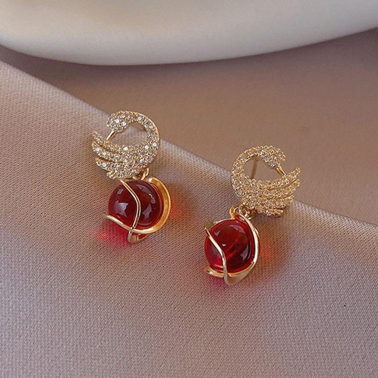 Swan Crystal Drop Earrings for Women – Dangle Statement Jewellery