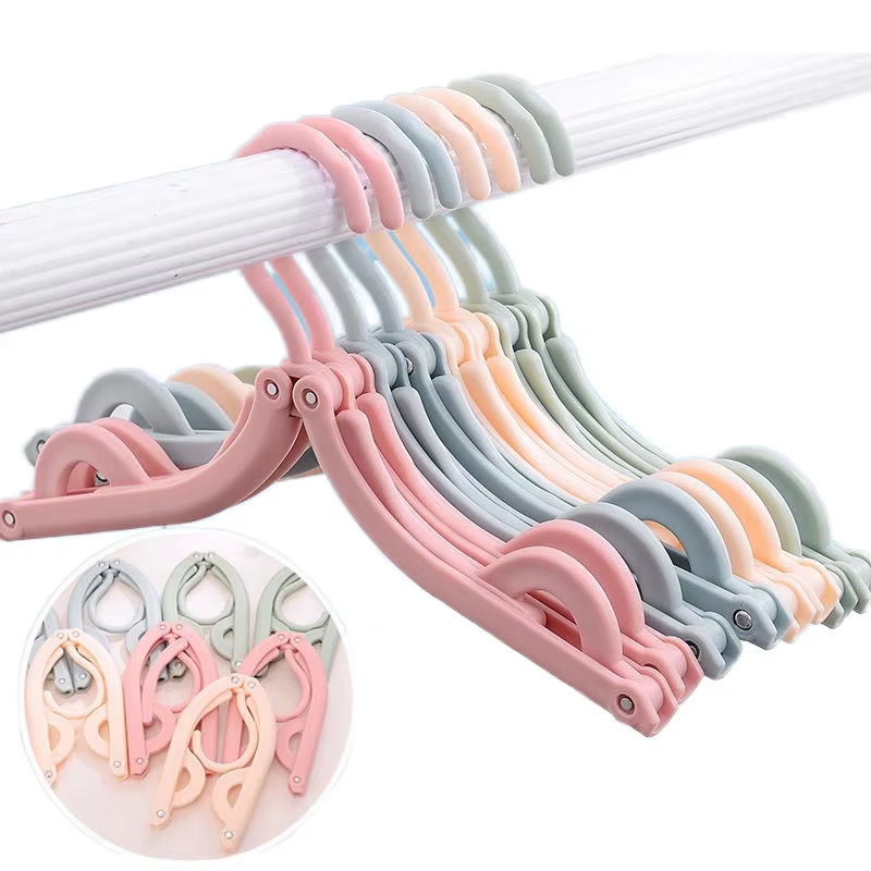 High Quality Plastic Folding Clothes Hangers Mixed Colors Portable Travel and Household Multifunctional Rack for Dryin