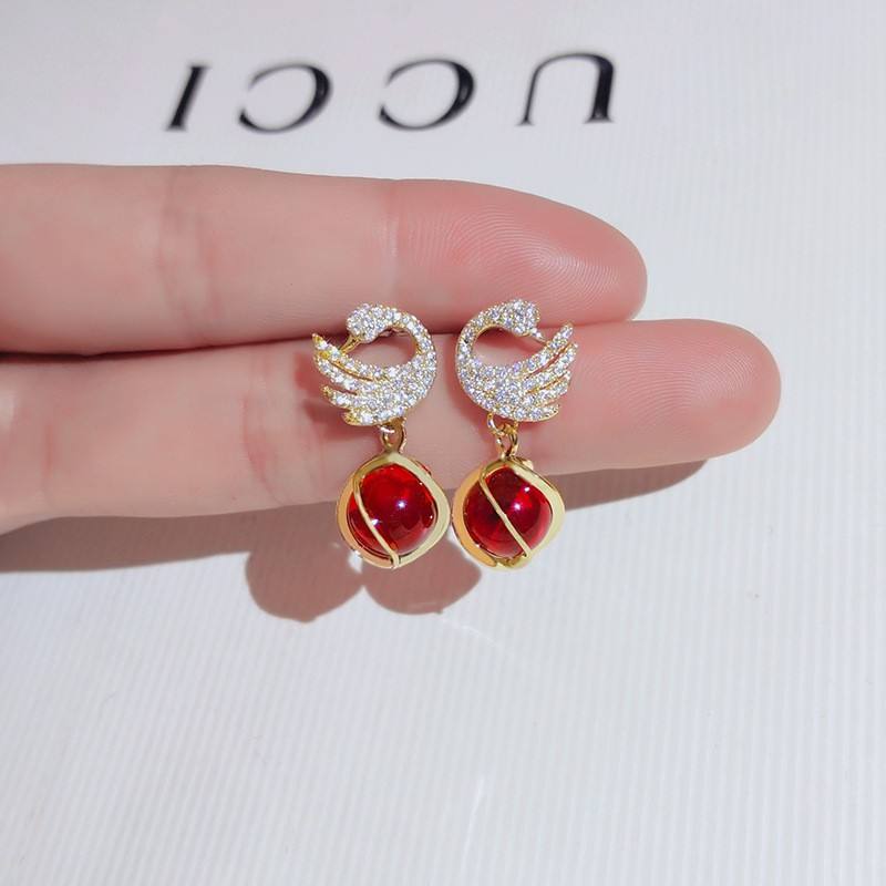 Swan Crystal Drop Earrings for Women – Dangle Statement Jewellery