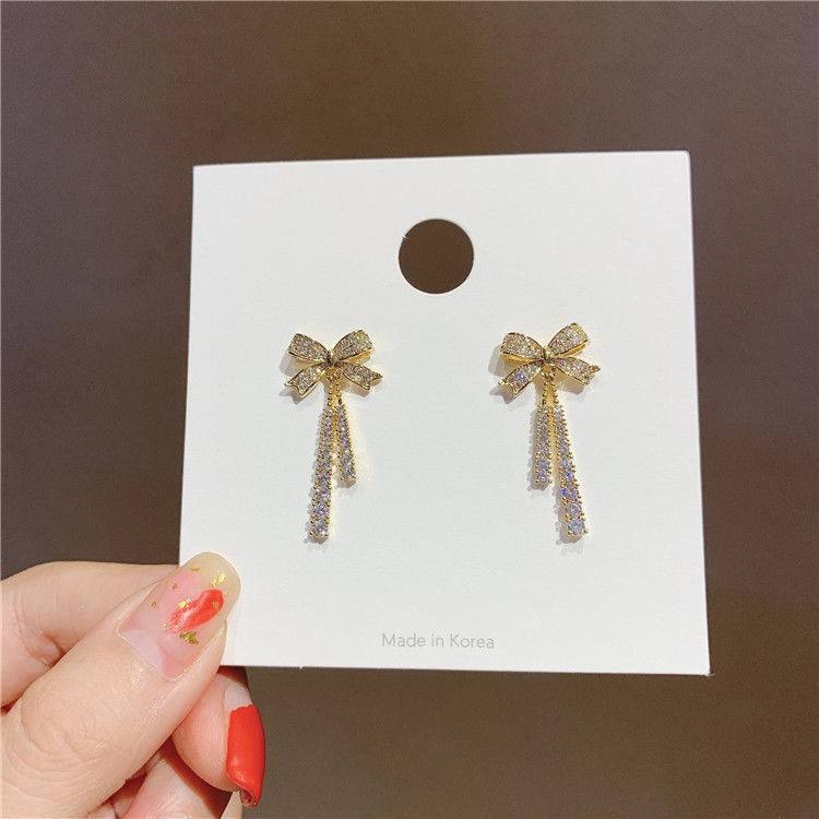 Bow Crystal Drop Earrings for Women – Dangle Statement Jewellery