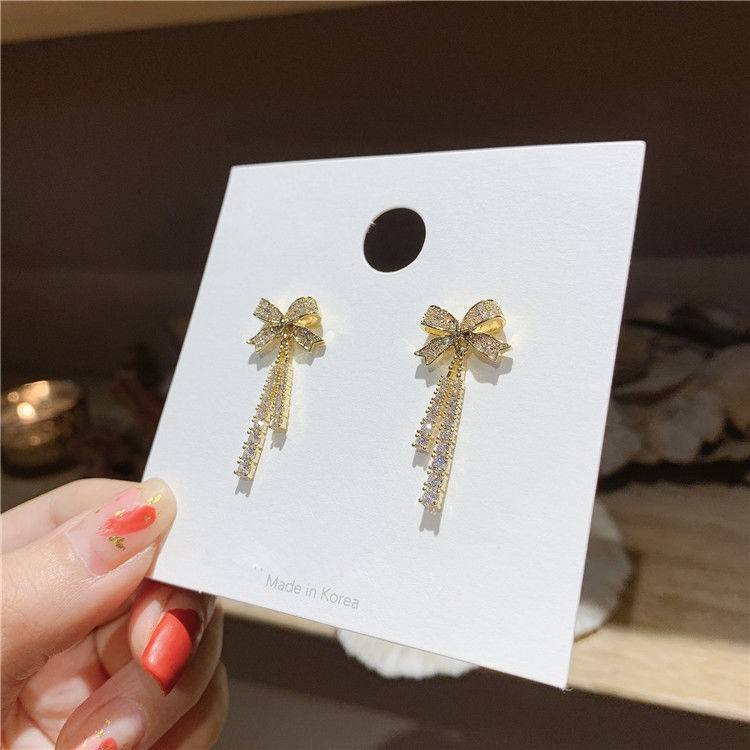 Bow Crystal Drop Earrings for Women – Dangle Statement Jewellery