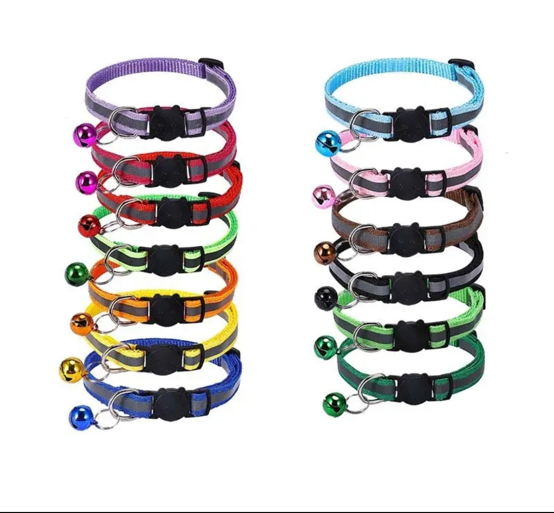 Reflective Adjustable Cat Collar with Bell | Lightweight Safety Kitten Collar