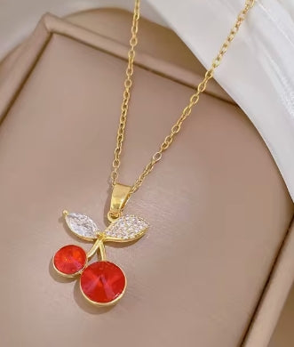 Cherry Necklace – Heart Rose Pendant for Women