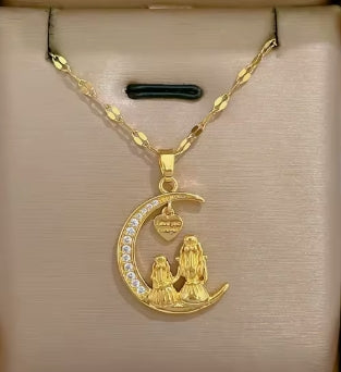 Mum/Daughter . Sisters Moon Luxury Elegant Necklace – Pendant for Women