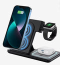 3-in-1 Wireless Charging Station for iPhone, Apple Watch & AirPods – Fast Charging Dock – Black