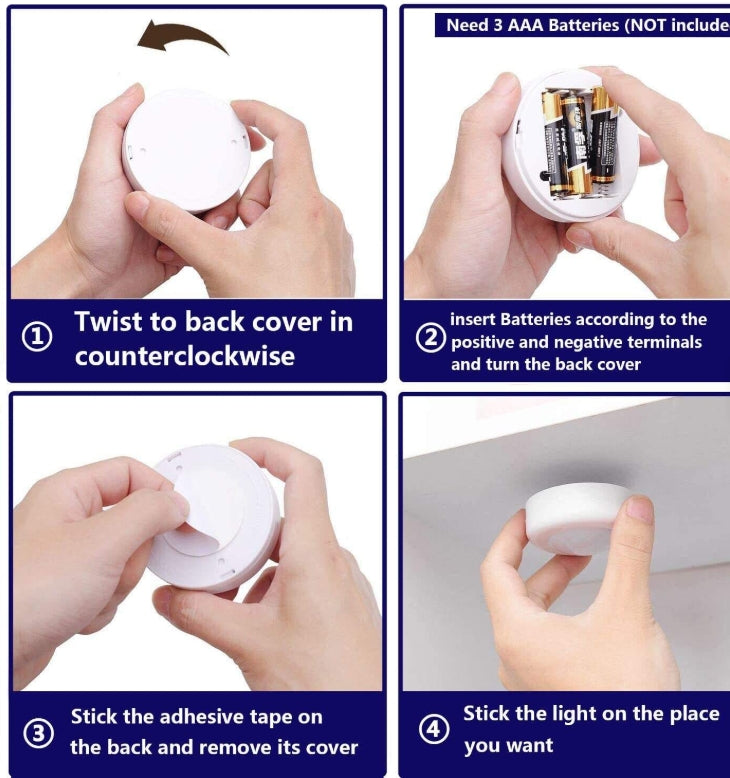 12 Pack Wireless LED Puck Lights with Remote Control – Dimmable Under Cabinet Lights