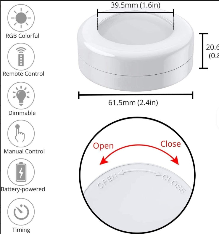 12 Pack Wireless LED Puck Lights with Remote Control – Dimmable Under Cabinet Lights