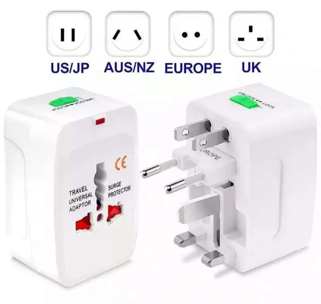 Universal Travel Adapter with Dual USB Ports | Worldwide UK EU US AU Plug Converter with Surge Protection
